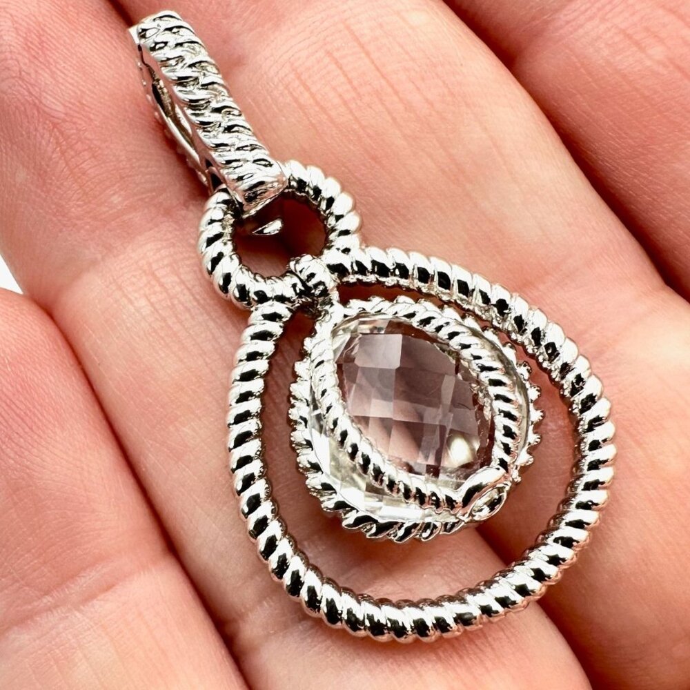 Anthony Nak Atlier Clear Gemstone Sterling Silver Pendant Enhancer